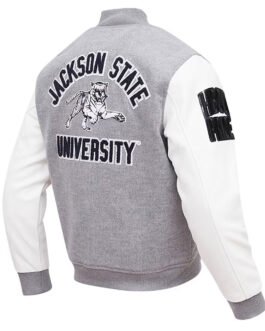 Classic Jackson State Tigers Varsity Gray and White Jacket