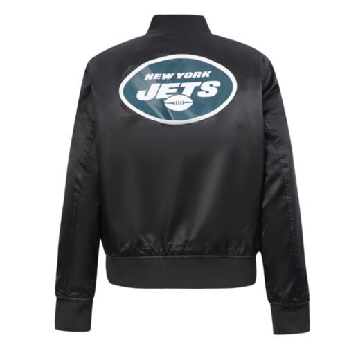 Classic New York Jets Black Satin Jacket - Image 2