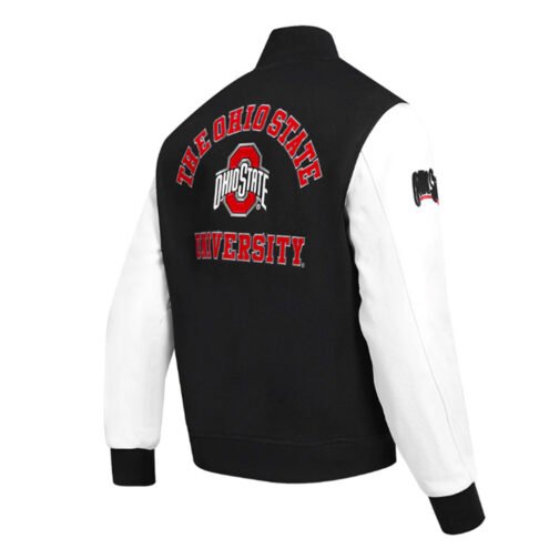 Classic Ohio State University Black and White Varsity Jacket - Image 3