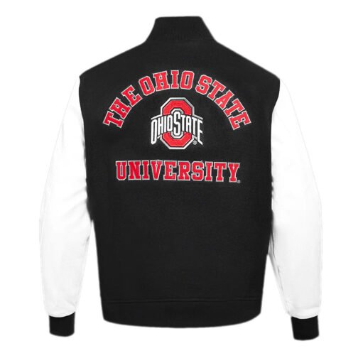 Classic Ohio State University Black and White Varsity Jacket - Image 2