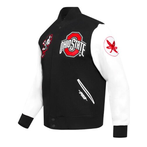 Classic Ohio State University Black and White Varsity Jacket - Image 4
