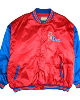 Philadelphia 76ers Classics Red and Blue Satin Jacket