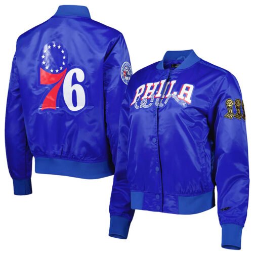 Classics Philadelphia 76ers Royal Satin Jacket - Image 3