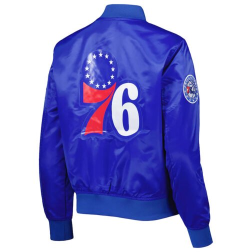 Classics Philadelphia 76ers Royal Satin Jacket - Image 2