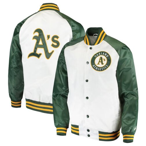 Clean-Up Hitter Oakland Athletics White and Green Jacket - Image 4