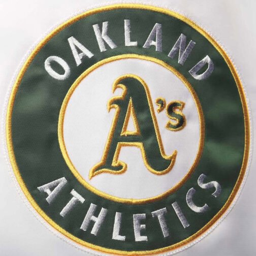 Clean-Up Hitter Oakland Athletics White and Green Jacket - Image 5