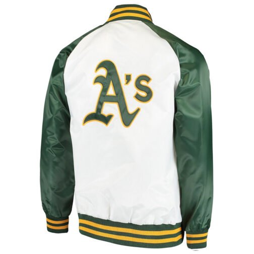Clean-Up Hitter Oakland Athletics White and Green Jacket - Image 2