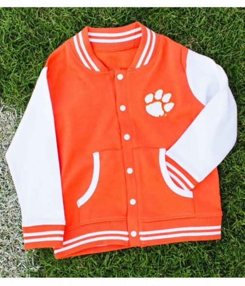 Clemson Orange and White Letterman Jacket