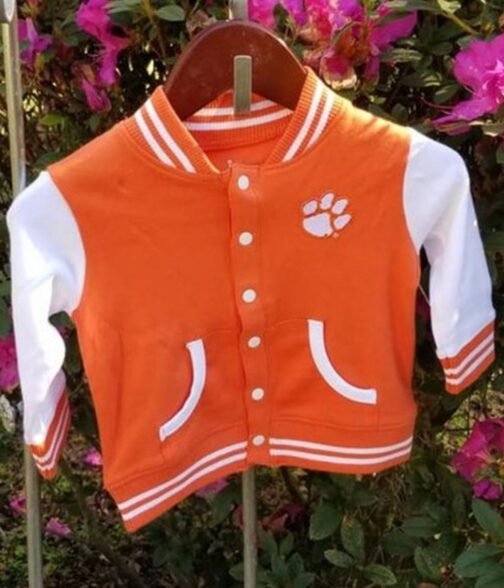 Clemson Orange and White Letterman Jacket - Image 4