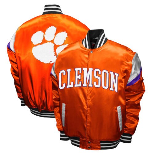 Clemson Tigers Power Orange Satin Jacket - Image 3