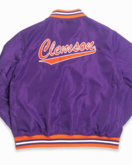 Clemson Tigers Script Purple Bomber Jacket