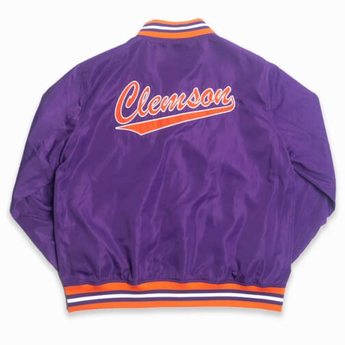 Clemson Tigers Script Purple Bomber Jacket - Image 2