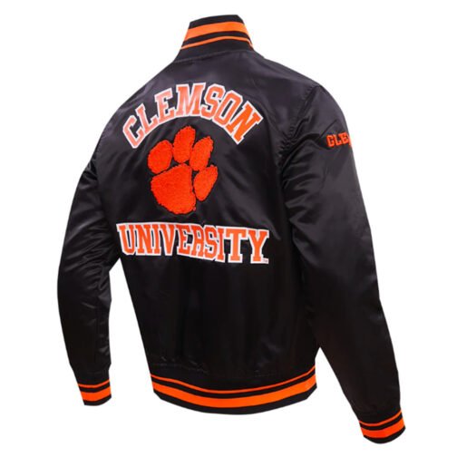 Clemson University Classic Rib Satin Jacket - Image 4