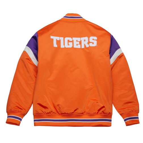 Clemson University Heavyweight Orange Satin Jacket - Image 2