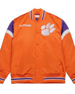 Clemson University Heavyweight Orange Satin Jacket