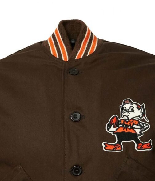 1950 Cleveland Browns Satin Brown Jacket - Image 4