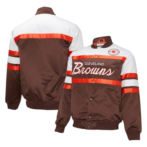 Cleveland Browns 75th Anniversary Brown Satin Jacket - Image 5