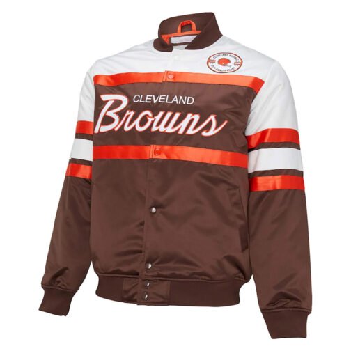 Cleveland Browns 75th Anniversary Brown Satin Jacket - Image 3