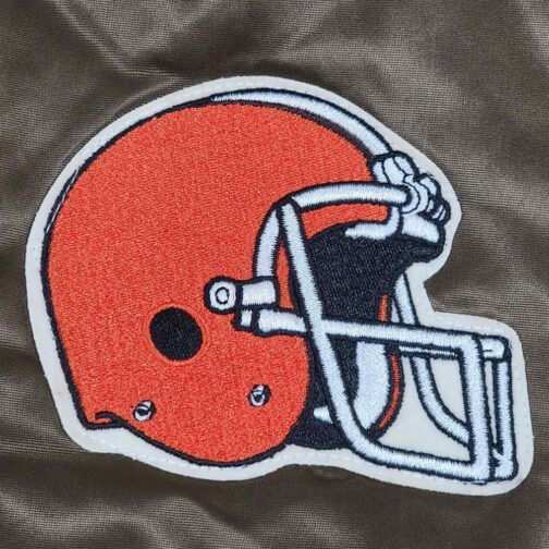 Cleveland Browns 80s Brown Bomber Satin Jacket - Image 3