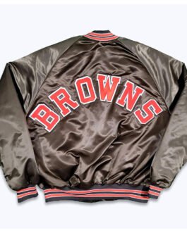 Cleveland Browns 80s Brown Bomber Satin Jacket