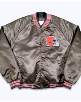 Cleveland Browns 80s Brown Bomber Satin Jacket