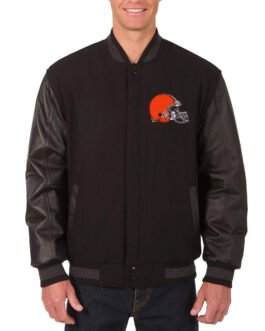 Cleveland Browns Black Varsity Wool/Leather Jacket