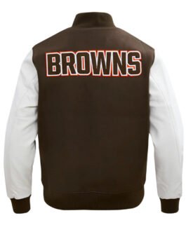 Cleveland Browns Classic Brown and White Varsity Jacket