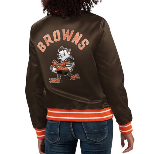 Cleveland Browns Full Count Brown Satin Jacket - Image 2