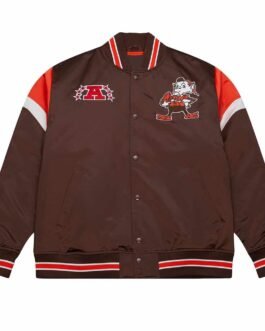 Cleveland Browns Heavyweight Brown Satin Jacket