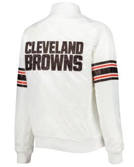 Cleveland Browns Line Up White Satin Jacket