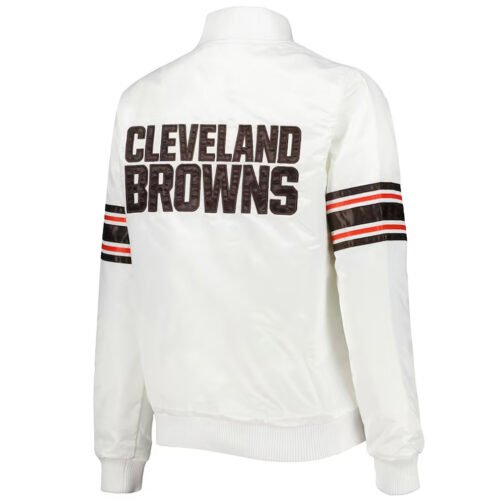 Cleveland Browns Line Up White Satin Jacket - Image 2