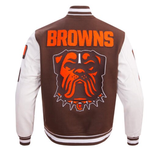 Cleveland Browns Mashup Rib Varsity Wool/Leather Jacket - Image 4