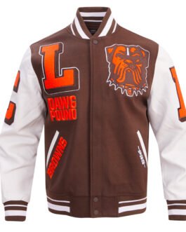 Cleveland Browns Mashup Rib Varsity Wool/Leather Jacket