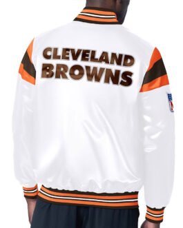 Cleveland Browns Midweight White Satin Jacket