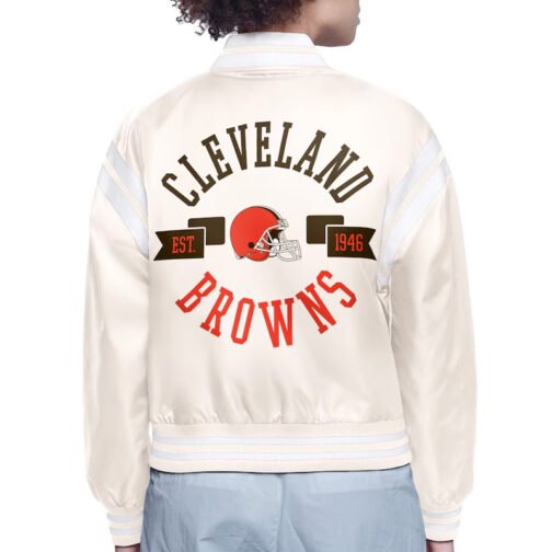 Cleveland Browns Printed Logo Varsity Satin Jacket - Image 4