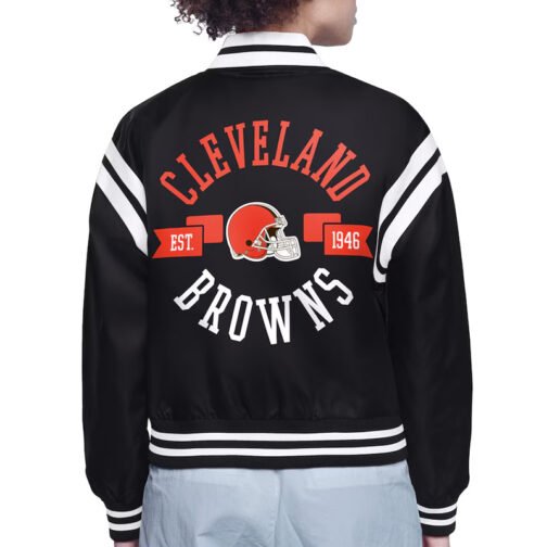 Cleveland Browns Printed Logo Varsity Satin Jacket - Image 3