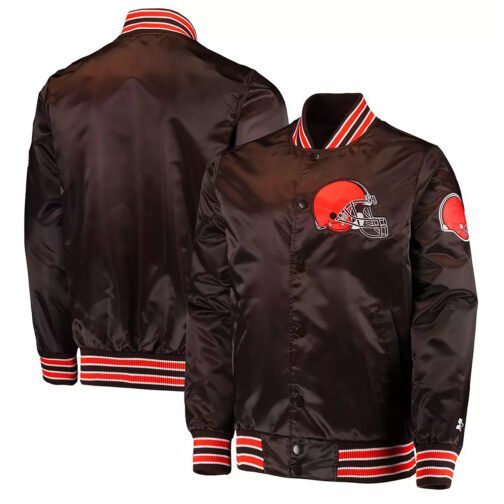 Cleveland Browns The Diamond Retro Brown Satin Jacket - Image 3