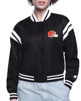 Cleveland Browns Printed Logo Varsity Satin Jacket