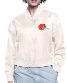 Cleveland Browns Printed Logo Varsity Satin Jacket