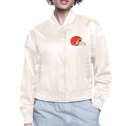 Cleveland Browns Printed Logo Varsity Satin Jacket - Image 2