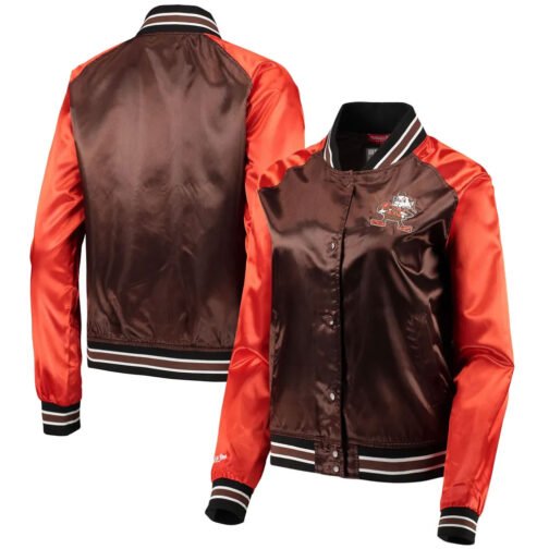 Cleveland Browns Team 2.0 Brown and Orange Satin Jacket - Image 5