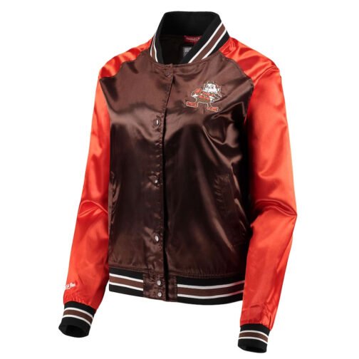 Cleveland Browns Team 2.0 Brown and Orange Satin Jacket - Image 3