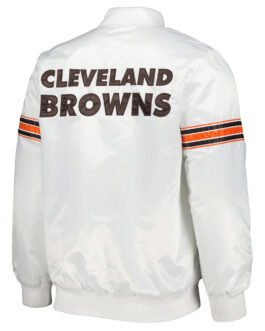 White Cleveland Browns The Power Forward Satin Jacket