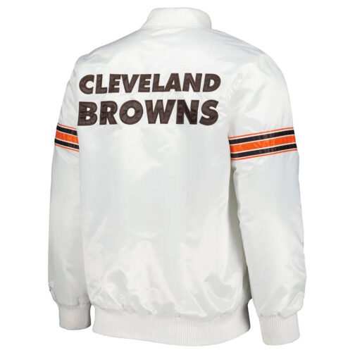 White Cleveland Browns The Power Forward Satin Jacket - Image 2