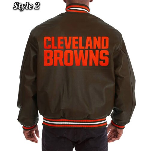 Cleveland Browns Varsity Brown Leather Jacket - Image 4