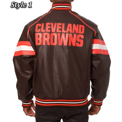 Cleveland Browns Varsity Brown Leather Jacket - Image 3