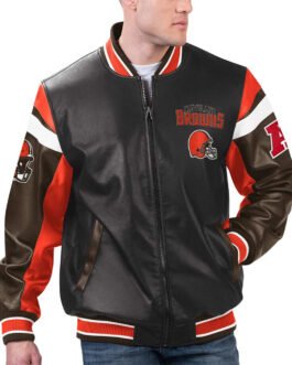 Cleveland Browns Black Varsity Full-Zip Leather Jacket