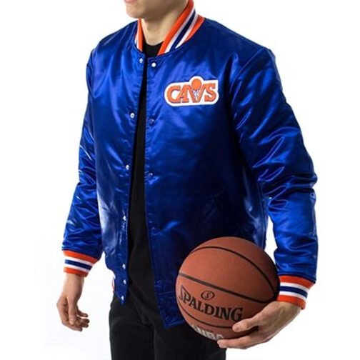 Cleveland Cavaliers Basketball Royal Satin Jacket - Image 4