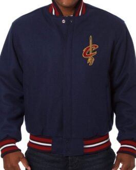 Varsity Cleveland Cavaliers Embroidered Navy Blue Wool Jacket