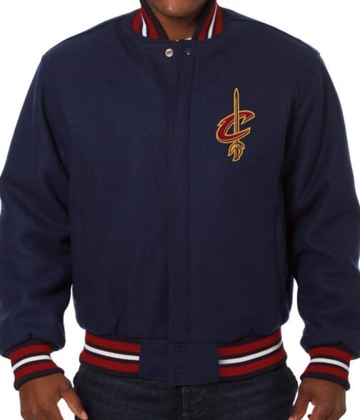 Varsity Cleveland Cavaliers Embroidered Navy Blue Wool Jacket